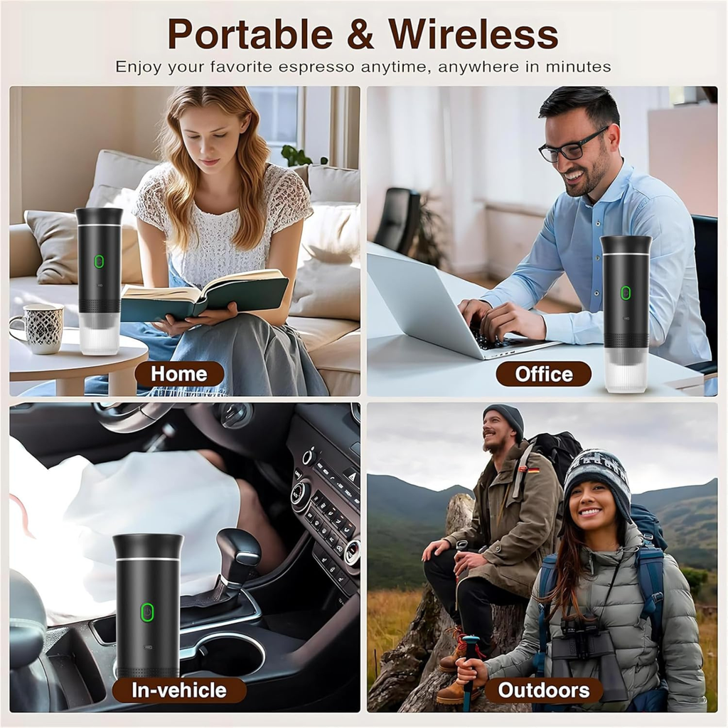 3-in-1 Wireless Electric Portable Espresso Coffee Machine