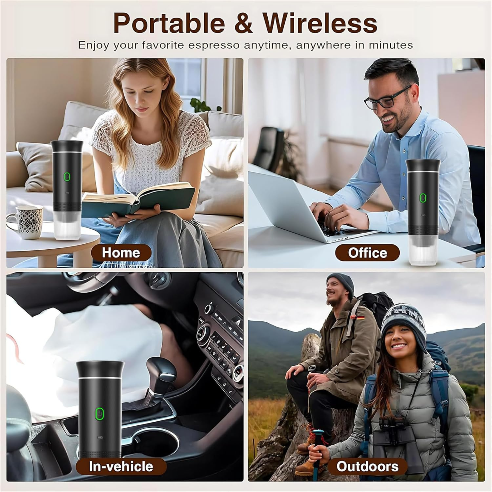 3-in-1 Wireless Electric Portable Espresso Coffee Machine