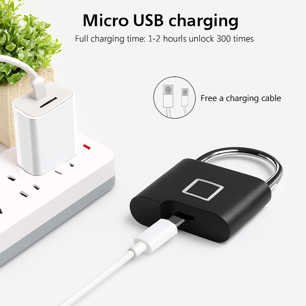 Keyless USB Charging Fingerprint Lock Waterproof 0.2sec Unlock