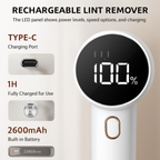 Rechargeable Portable LED Display Lint Remover