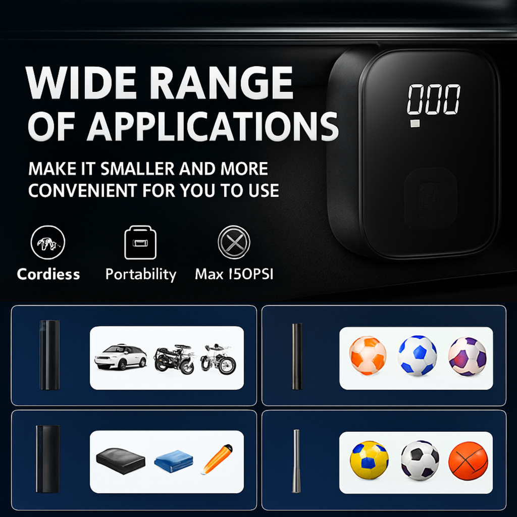 Portable Digital Display Air Pump for Car Motorcycle Boat Tyre Balls