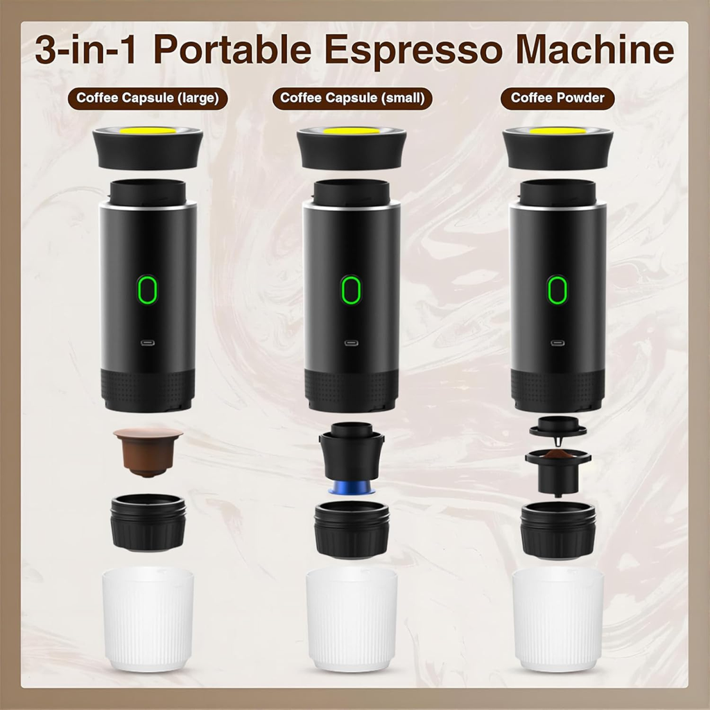 3-in-1 Wireless Electric Portable Espresso Coffee Machine