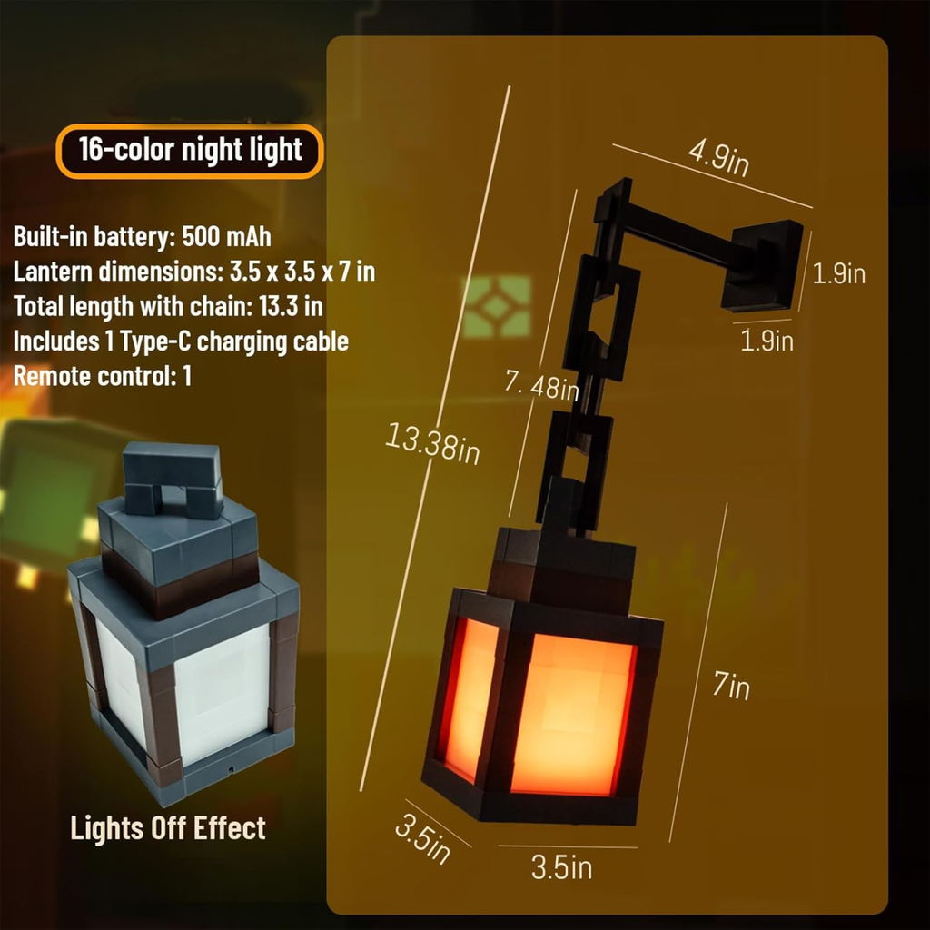 16-Color Pixelated Lantern Night Light